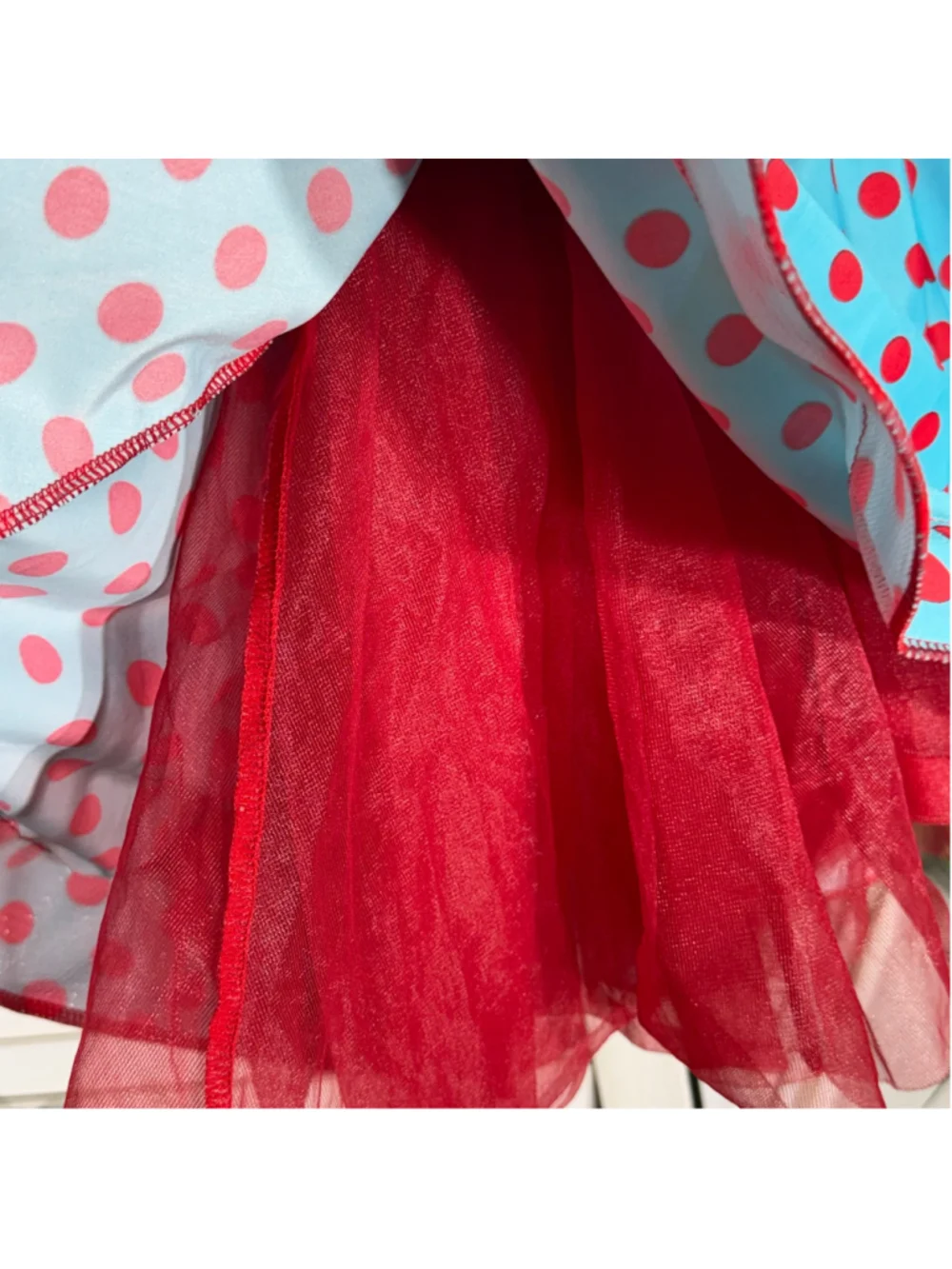 Child's pinup girl dress retro 50s style blue red polka dot Halloween costume S